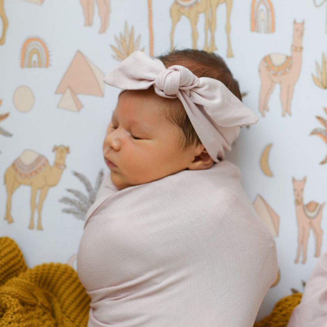 LUNA&#39;S TREASURES DUSKY ROSE JERSEY TOPKNOT HEADBAND