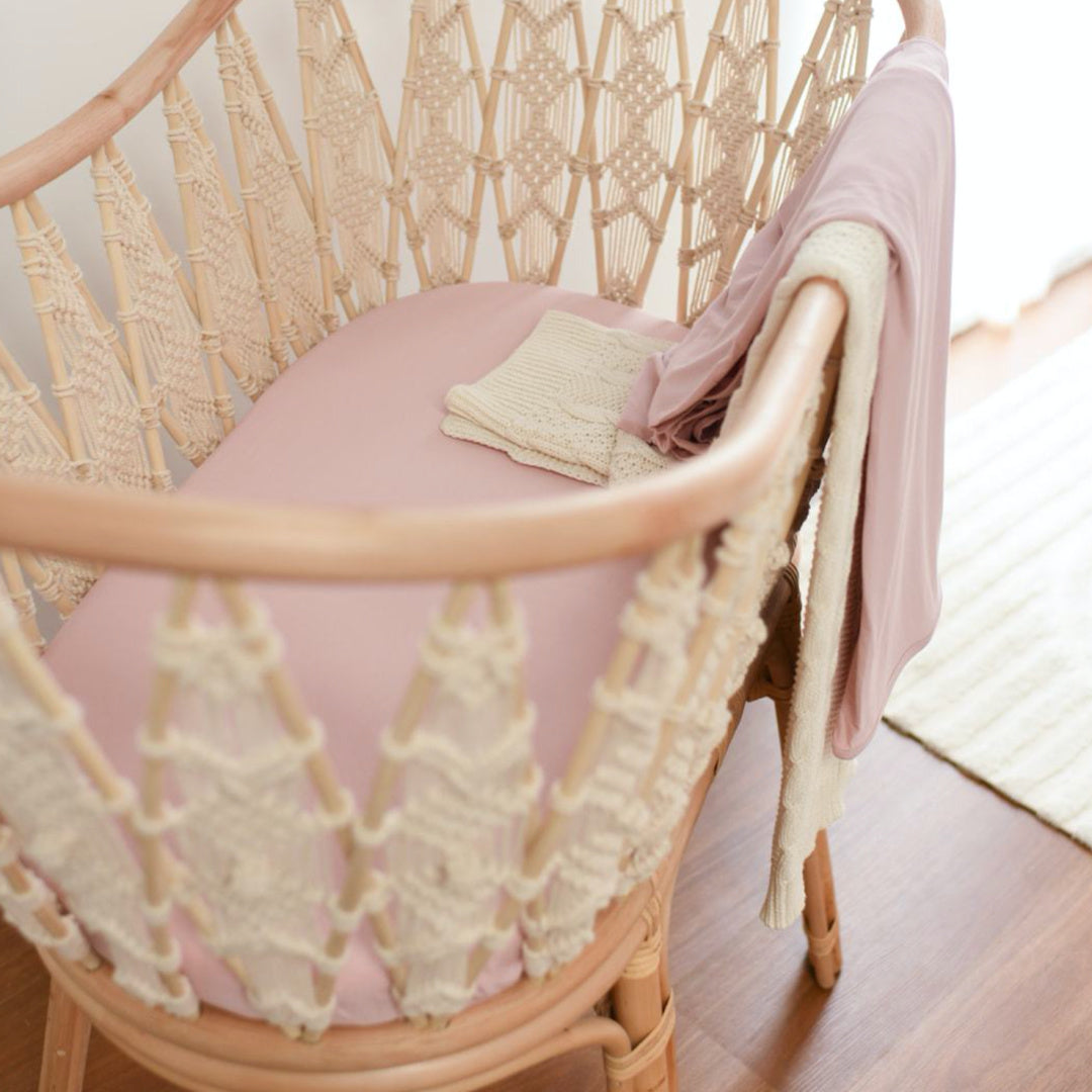 LUNA&#39;S TREASURES DUSKY ROSE BAMBOO JERSEY BASSINET SHEET