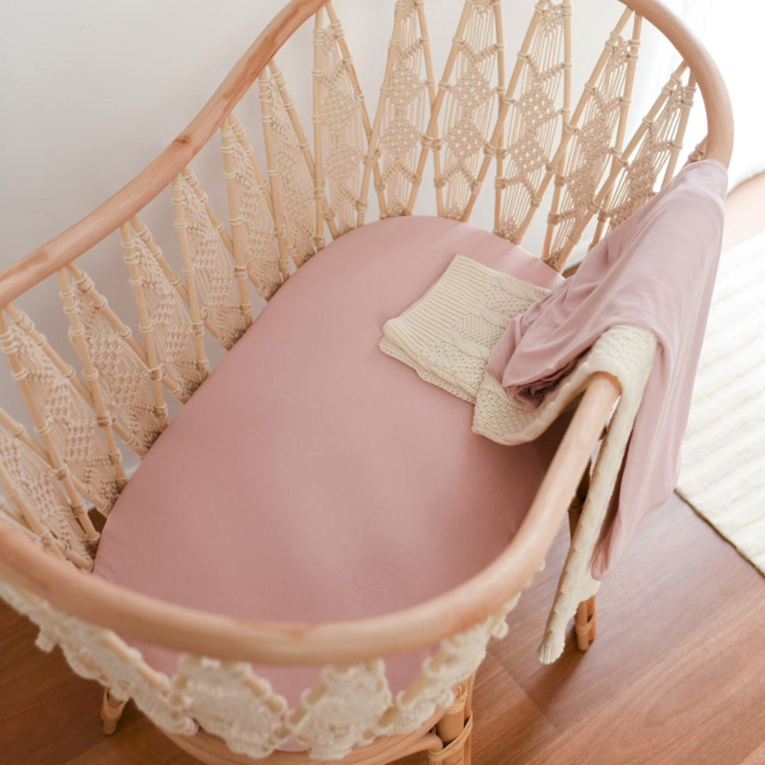 LUNA&#39;S TREASURES DUSKY ROSE BAMBOO JERSEY BASSINET SHEET