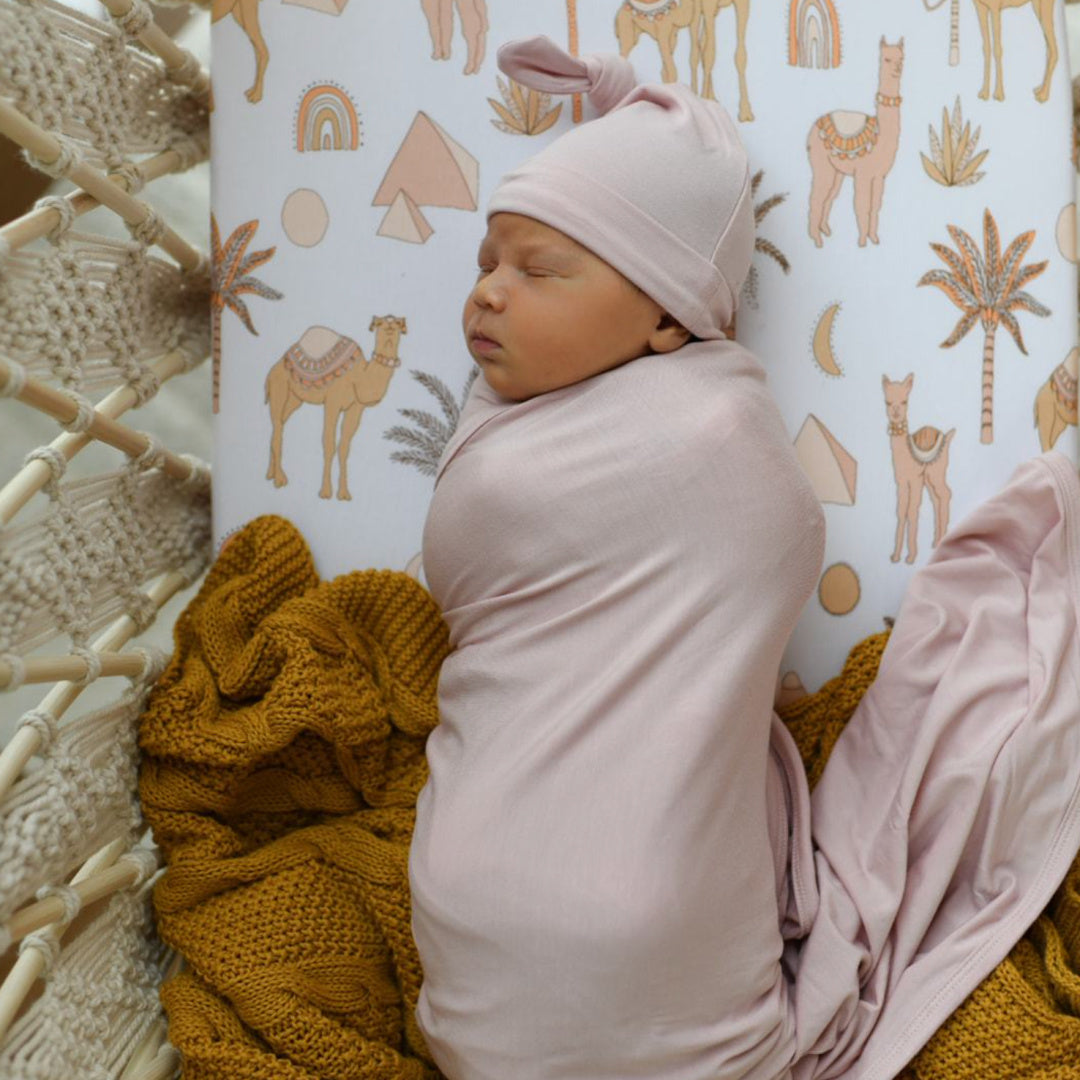 LUNA&#39;S TREASURES DUSKY ROSE BAMBOO JERSEY SWADDLE WRAP