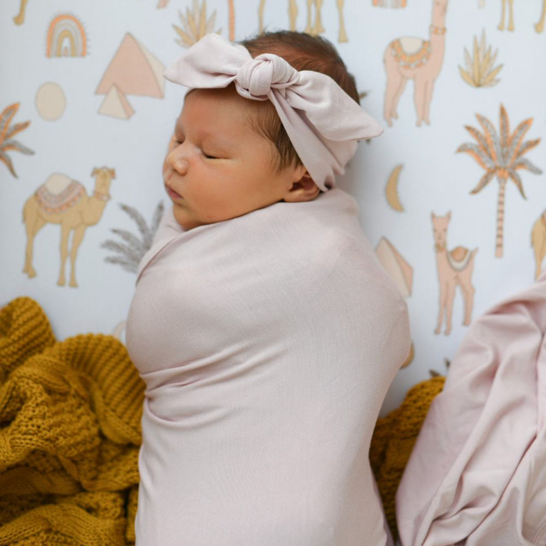 LUNA&#39;S TREASURES DUSKY ROSE BAMBOO JERSEY SWADDLE WRAP