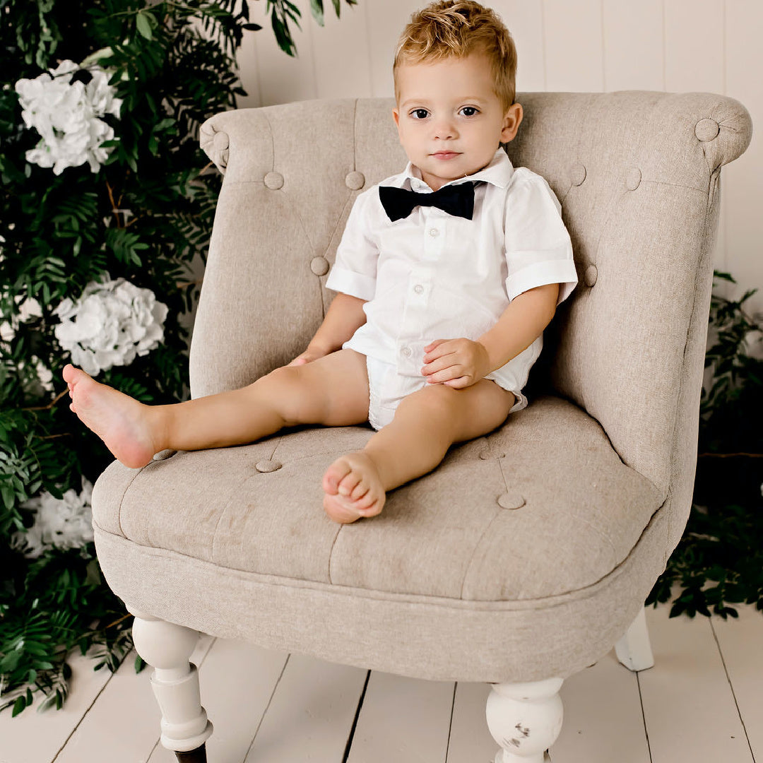 DESIGNER KIDZ JACKSON FORMAL ROMPER S/S - WHITE