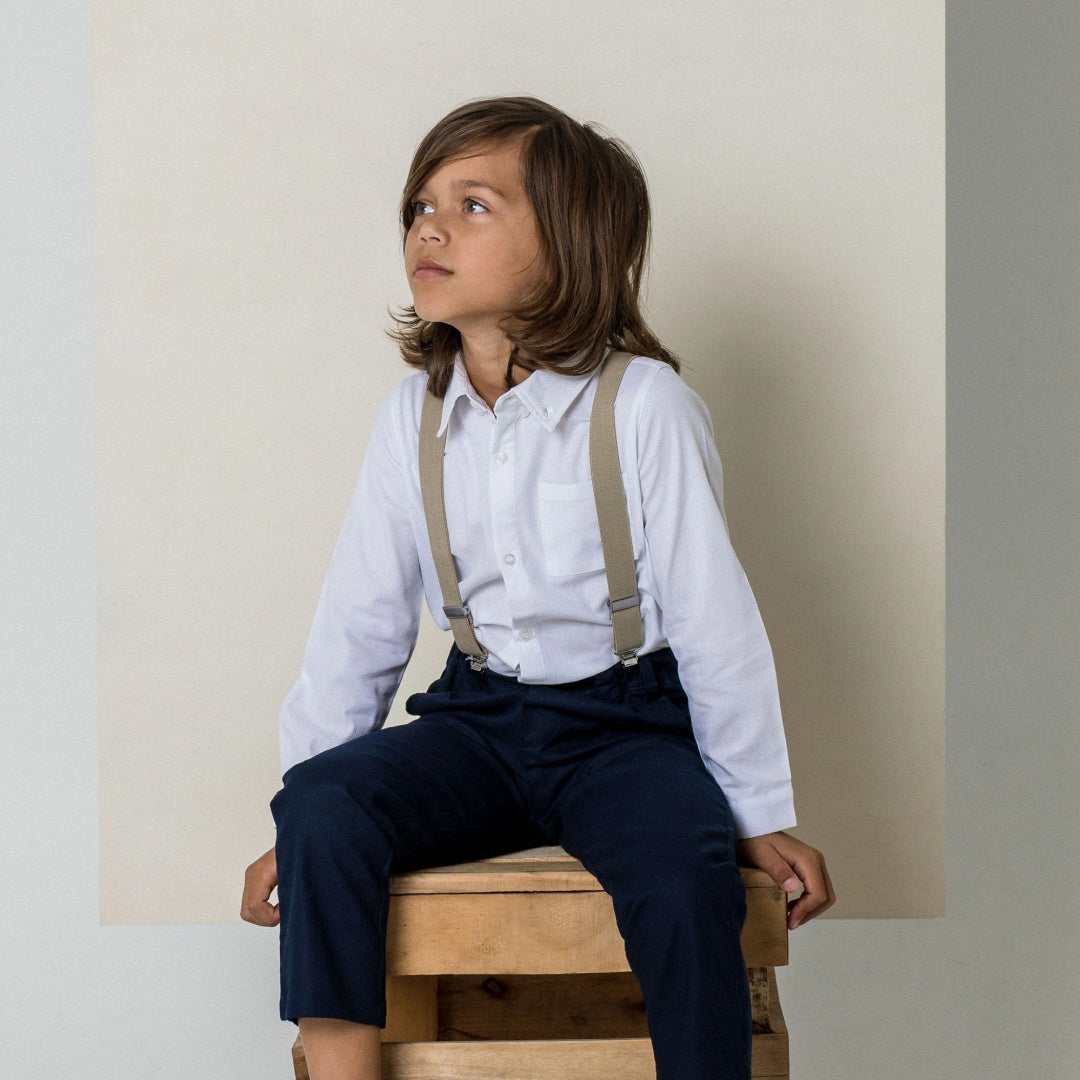 DESIGNER KIDZ BOYS BRADLEY SUSPENDERS - KHAKI