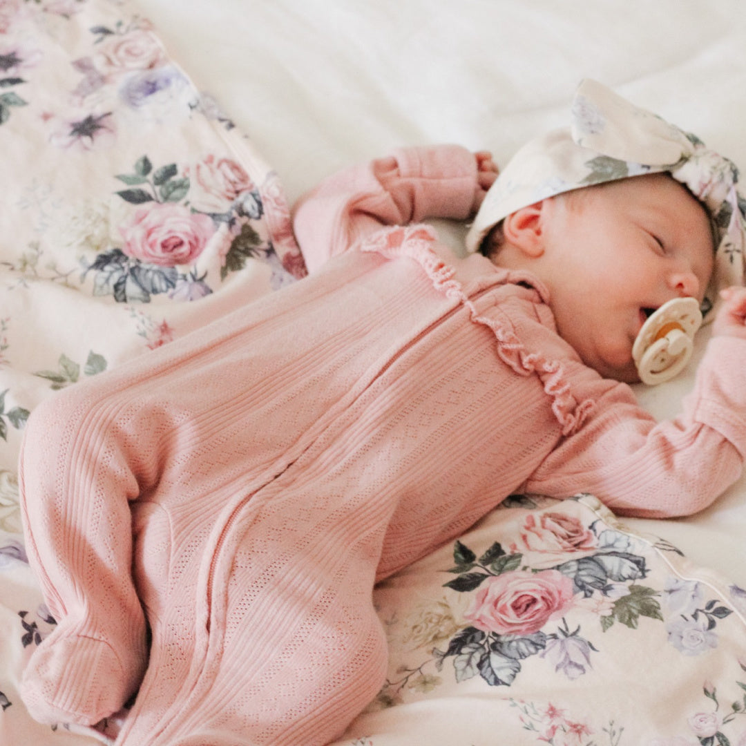 BEBE WHITE LABEL POINTELLE ONESIE - DUSKY PINK