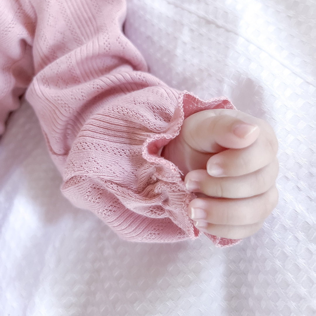 BEBE WHITE LABEL POINTELLE L/S BODYSUIT - DUSKY PINK