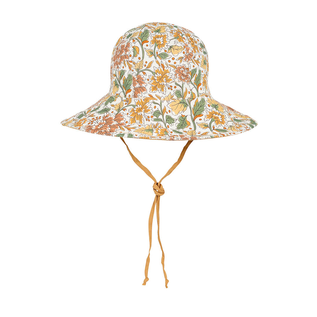 BEDHEAD HERITAGE &#39;WANDERER&#39; GIRLS PANELLED BUCKET  SUN HAT - PEONY / MAIZE