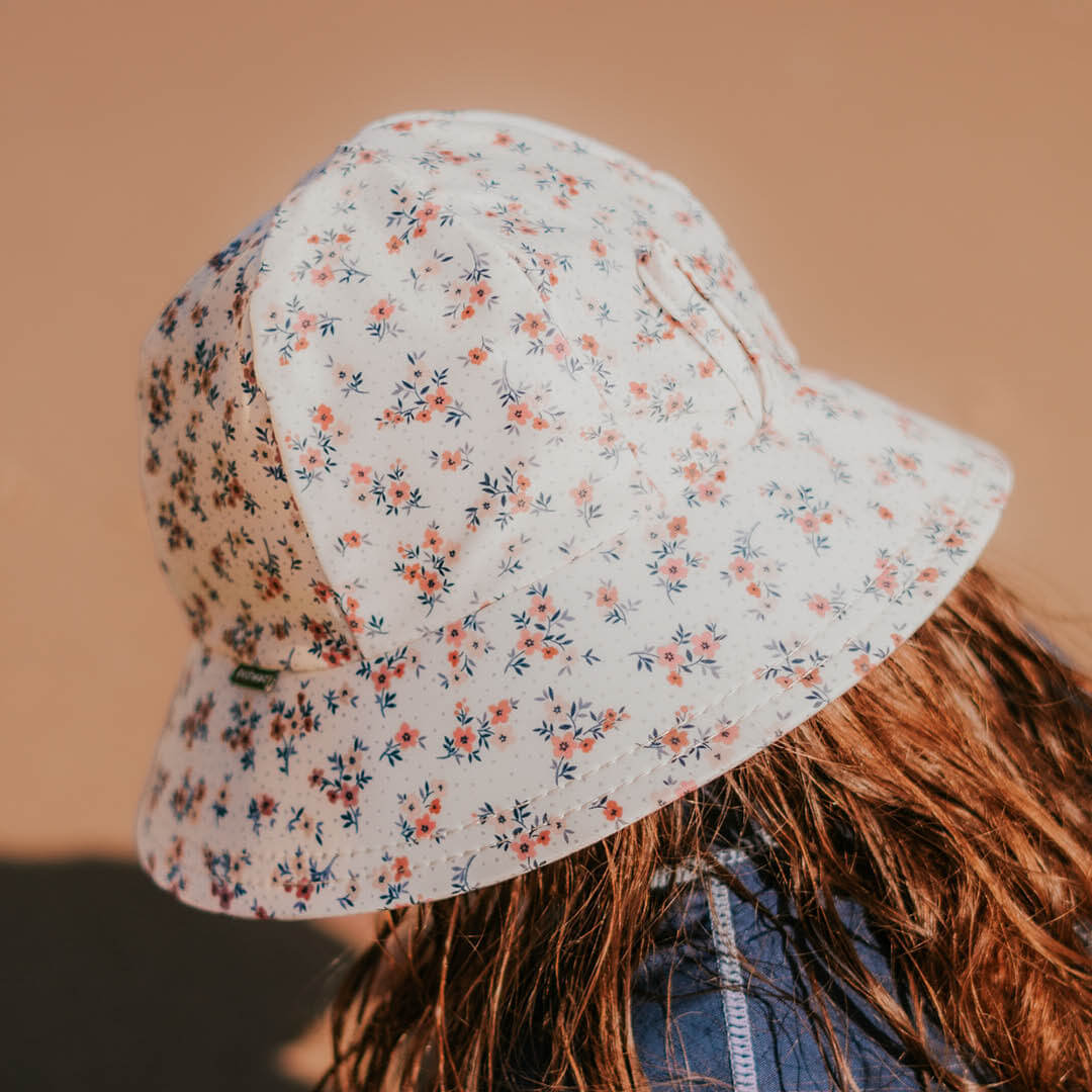 BEDHEAD KIDS UPF50+ SWIM PONYTAIL BUCKET HAT - FLORAL