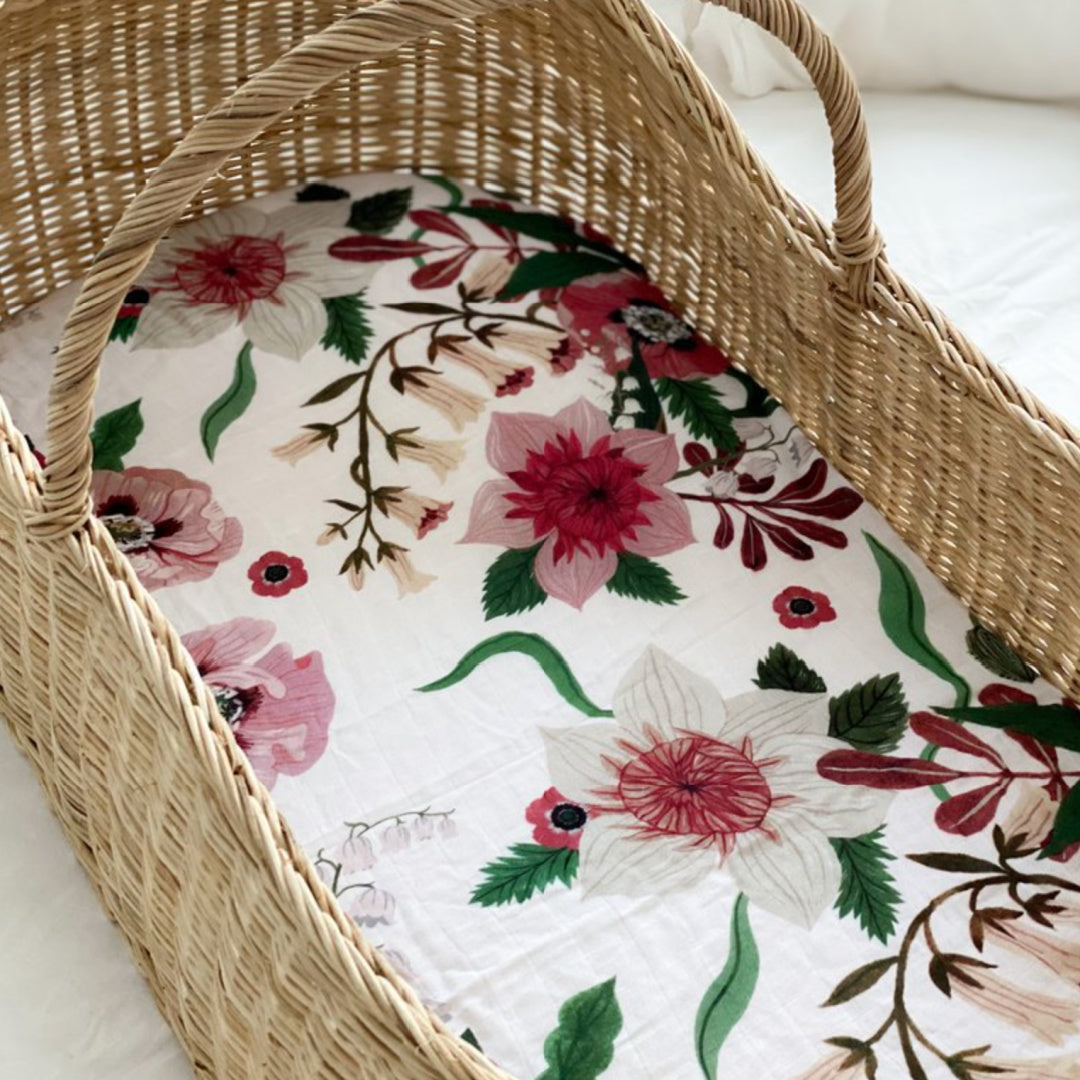 POP YA TOT SUSIE-BEA MUSLIN FITTED BASSINET SHEET