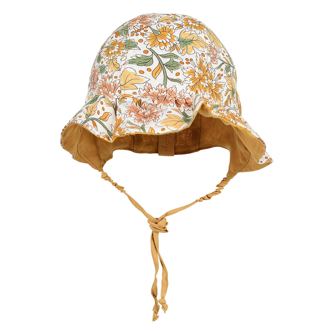 BEDHEAD HERITAGE &#39;SEARCHER&#39; REVERSIBLE RUFFLE BONNET - PEONY / MAIZE