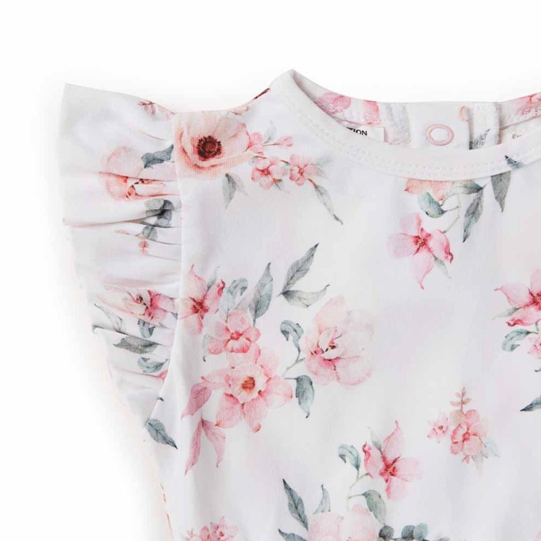 SNUGGLE HUNNY ORGANIC SHORT SLEEVE BODYSUIT WITH FRILL - CAMILLE