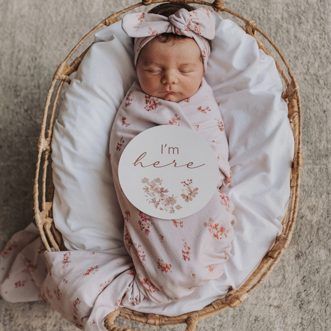 SNUGGLE HUNNY REVERSIBLE MILESTONE CARDS - ESTHER &amp; VINTAGE ROSE