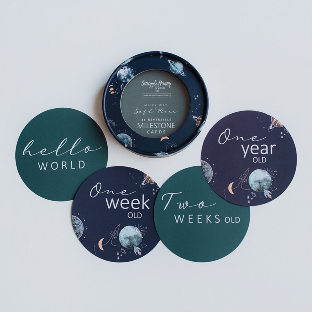 SNUGGLE HUNNY REVERSIBLE MILESTONE CARDS - MILKY WAY &amp; SOFT MOSS