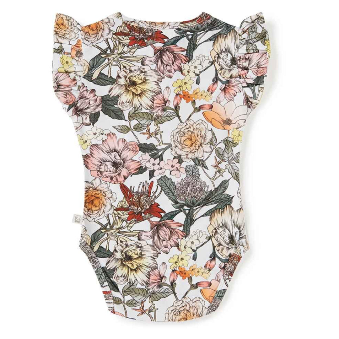 SNUGGLE HUNNY ORGANIC SHORT SLEEVE BODYSUIT WITH FRILL - AUSTRALIANA