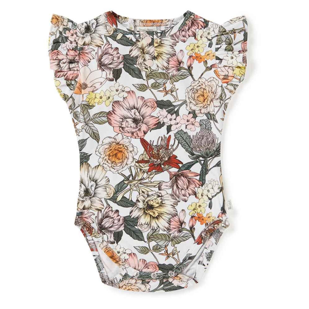 SNUGGLE HUNNY ORGANIC SHORT SLEEVE BODYSUIT WITH FRILL - AUSTRALIANA