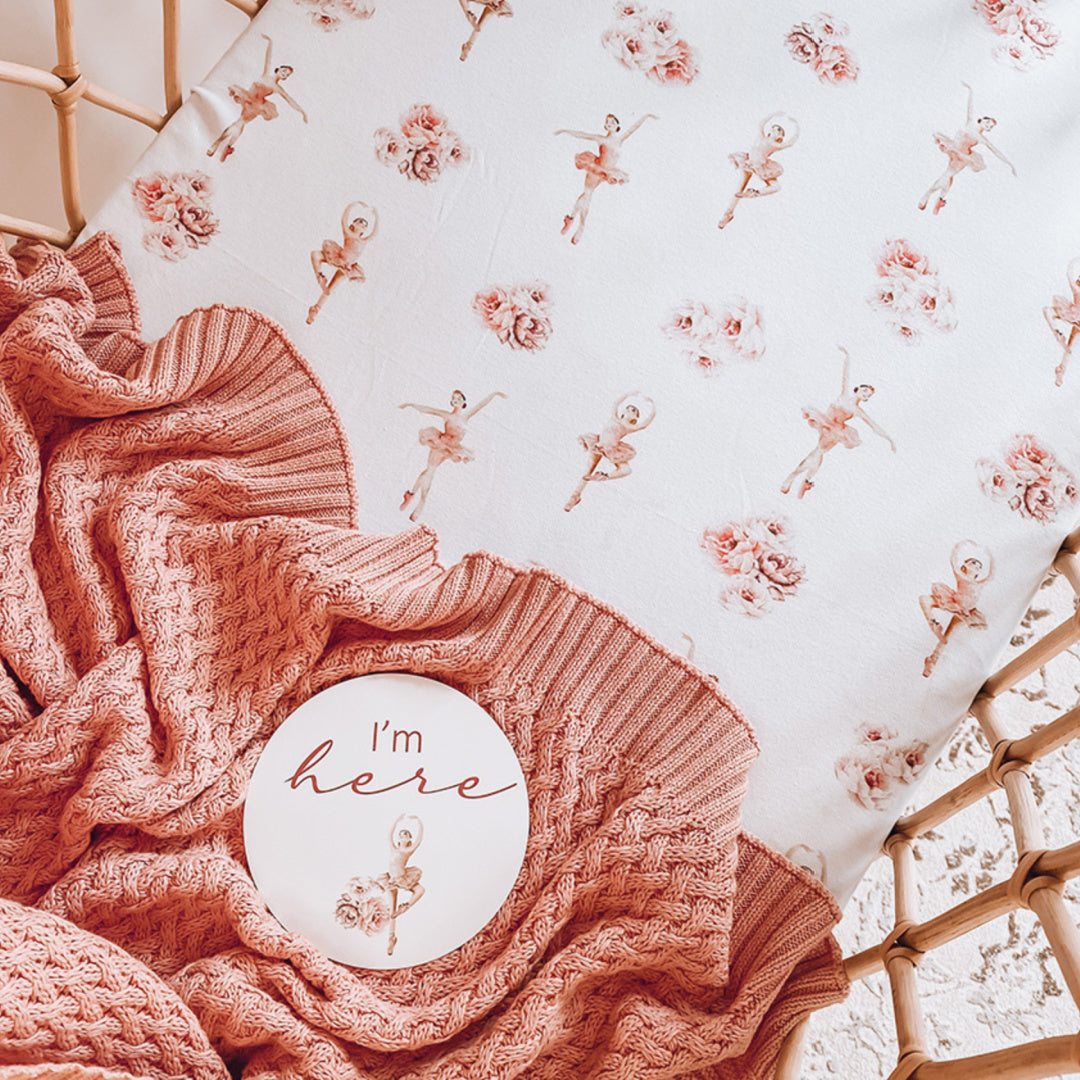 SNUGGLE HUNNY ORGANIC FITTED BASSINET SHEET / CHANGE PAD COVER - BALLERINA