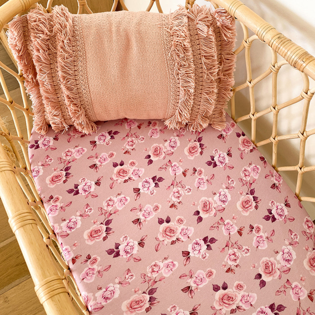 SNUGGLE HUNNY FITTED BASSINET SHEET / CHANGE PAD COVER - BLOSSOM