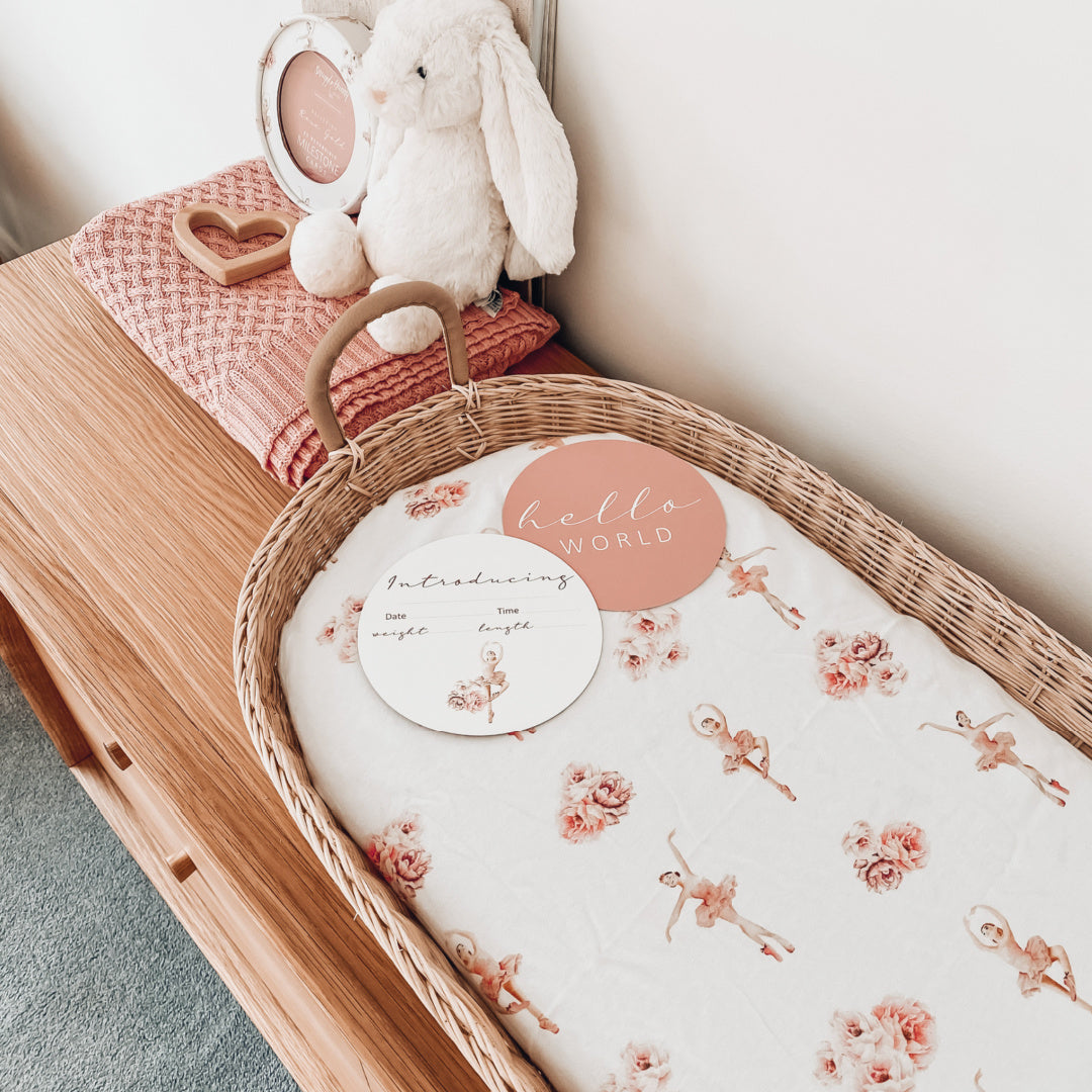 SNUGGLE HUNNY ORGANIC FITTED BASSINET SHEET / CHANGE PAD COVER - BALLERINA