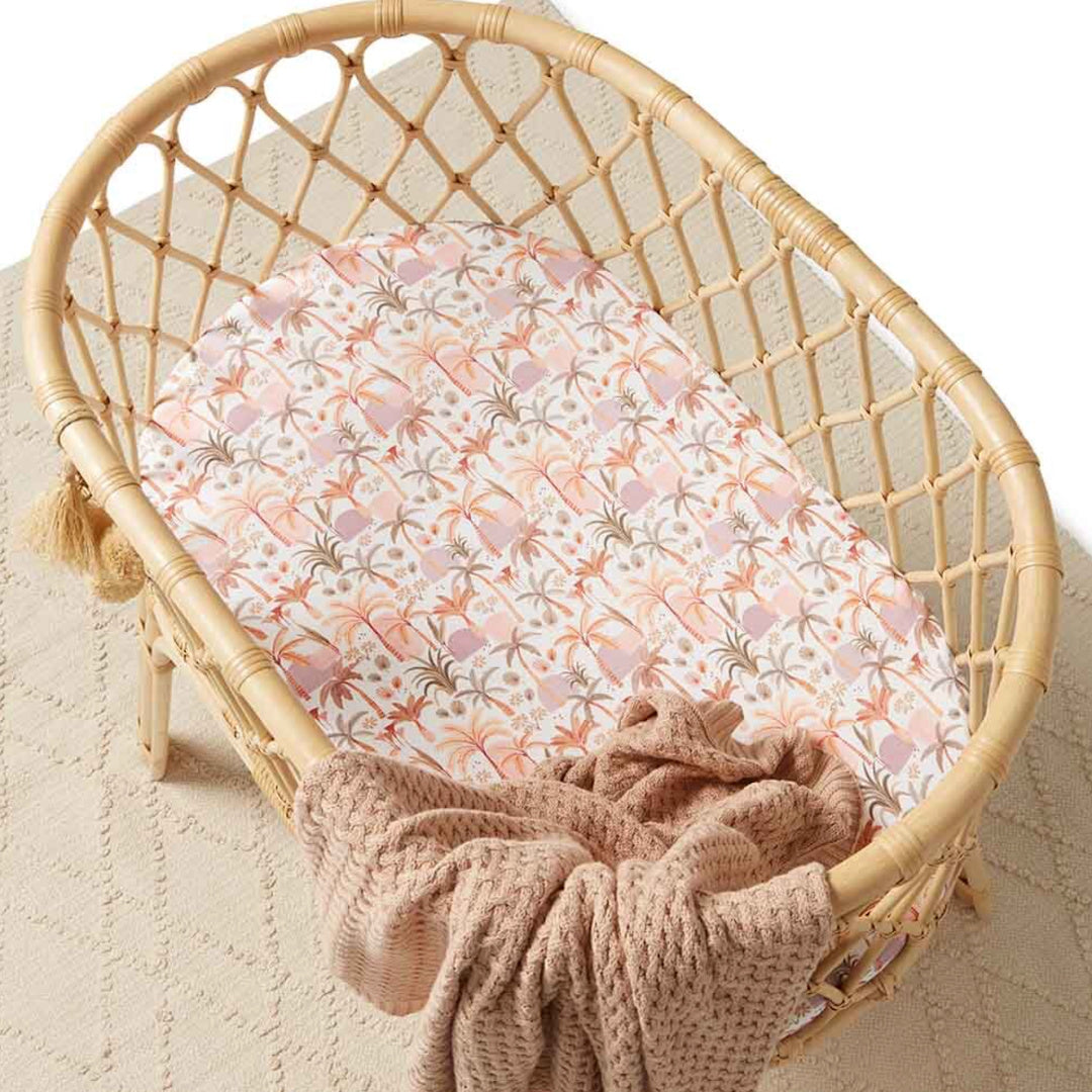 SNUGGLE HUNNY FITTED BASSINET SHEET / CHANGE PAD COVER - PALM SPRINGS