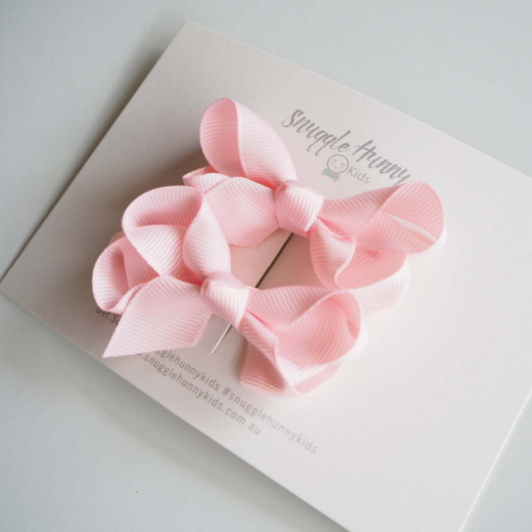 SNUGGLE HUNNY BOW CLIPS - SMALL PIGGY TAIL PAIR - LIGHT PINK