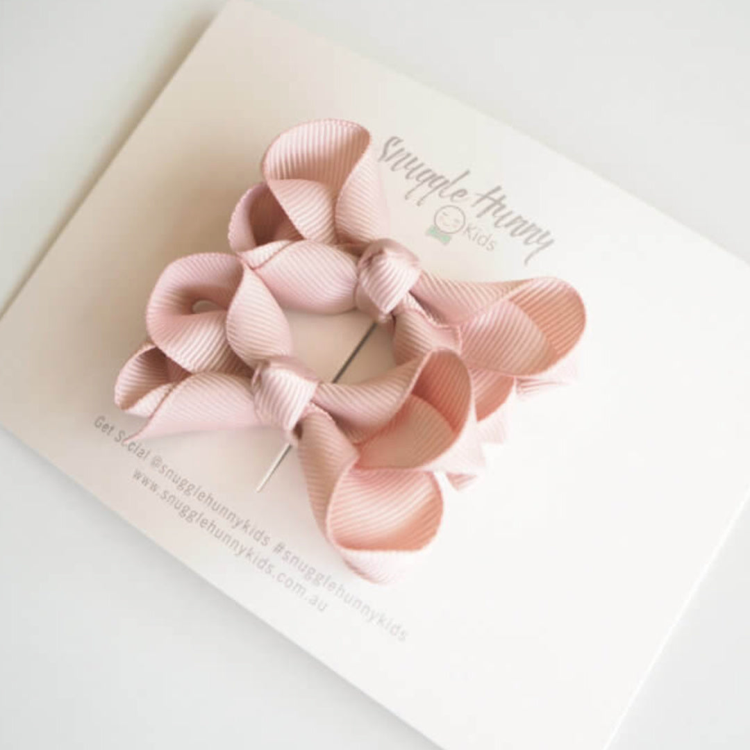 SNUGGLE HUNNY BOW CLIPS - SMALL PIGGY TAIL PAIR - NUDE