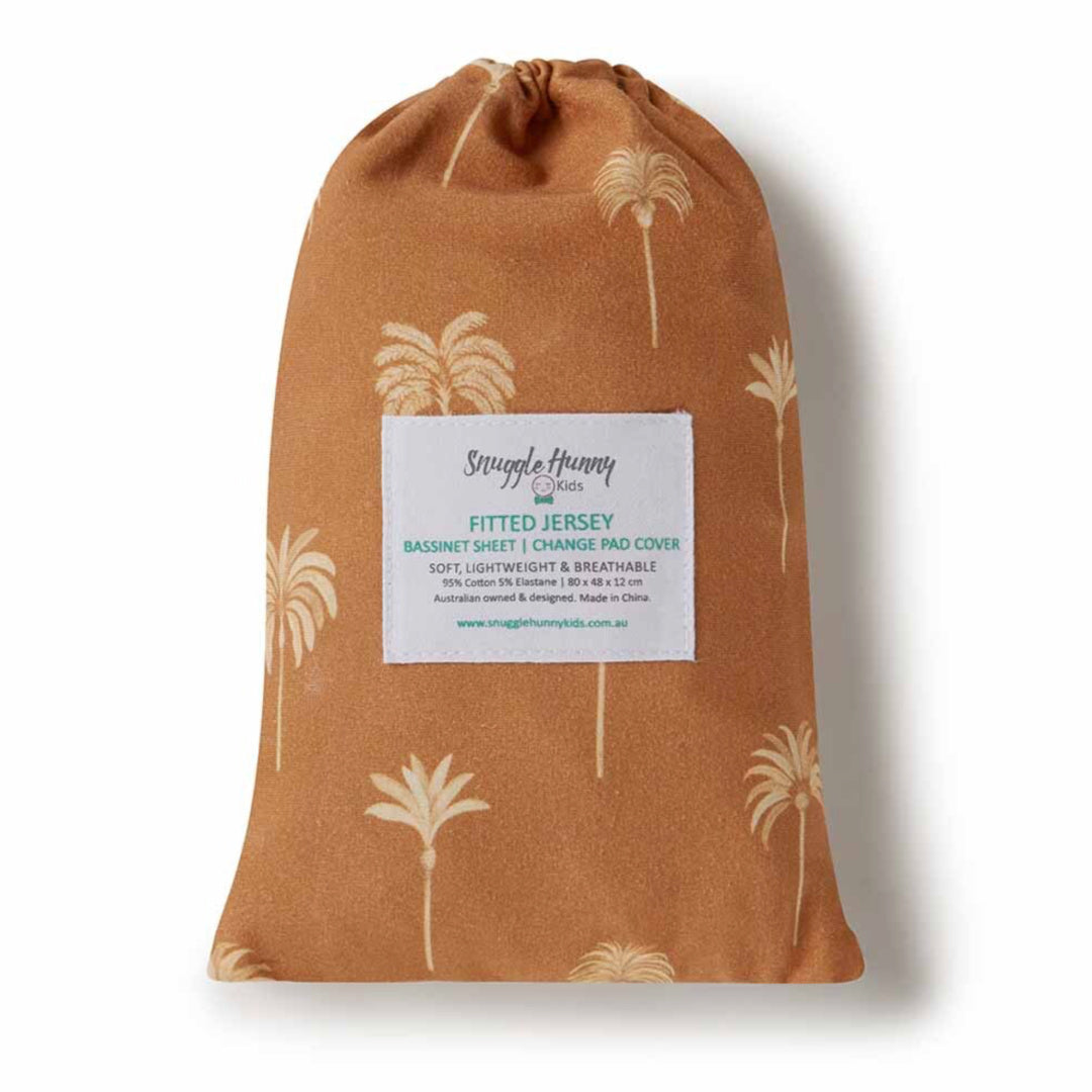 SNUGGLE HUNNY ORGANIC FITTED BASSINET SHEET / CHANGE PAD COVER - BRONZE PALM
