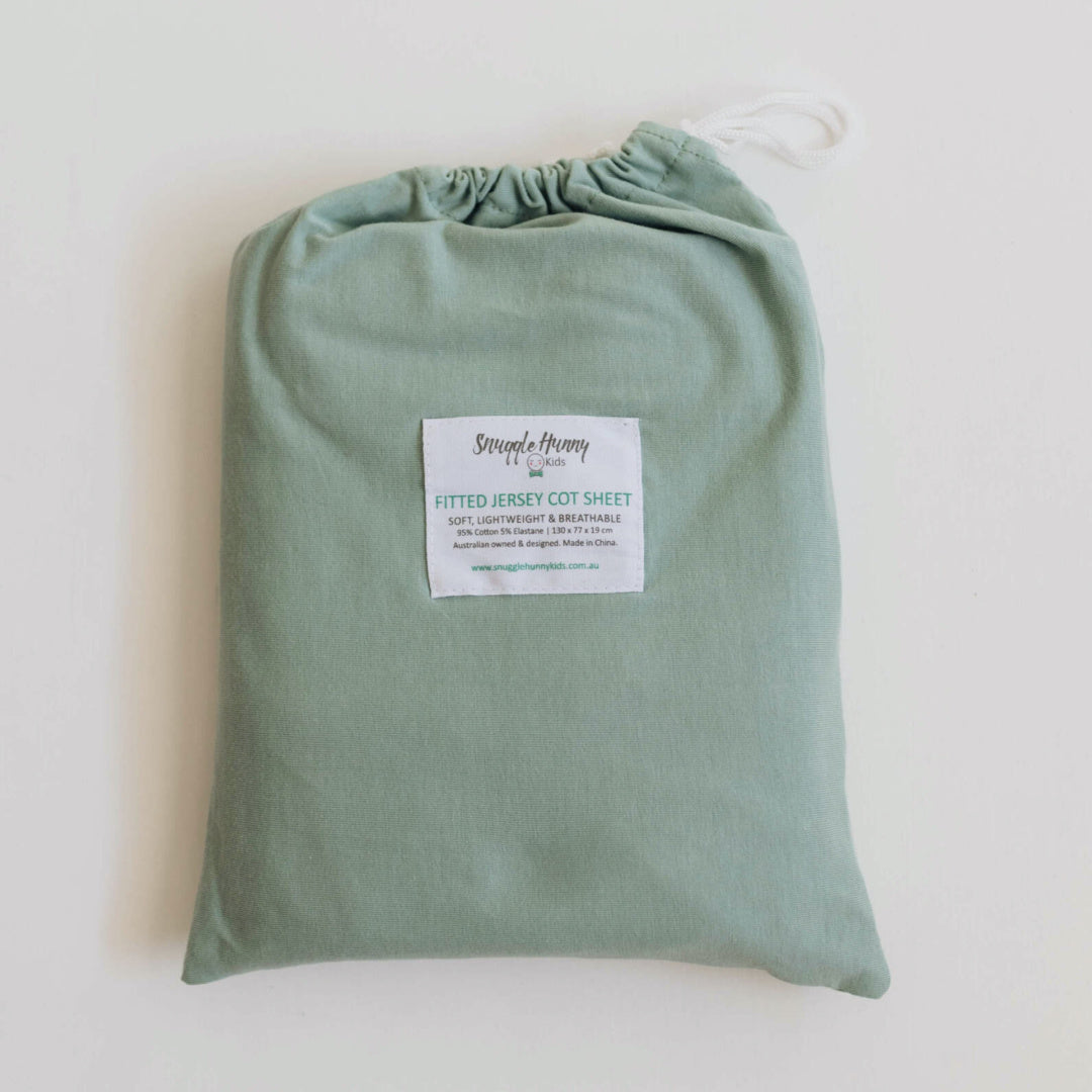 SNUGGLE HUNNY ORGANIC FITTED COT SHEET - SAGE