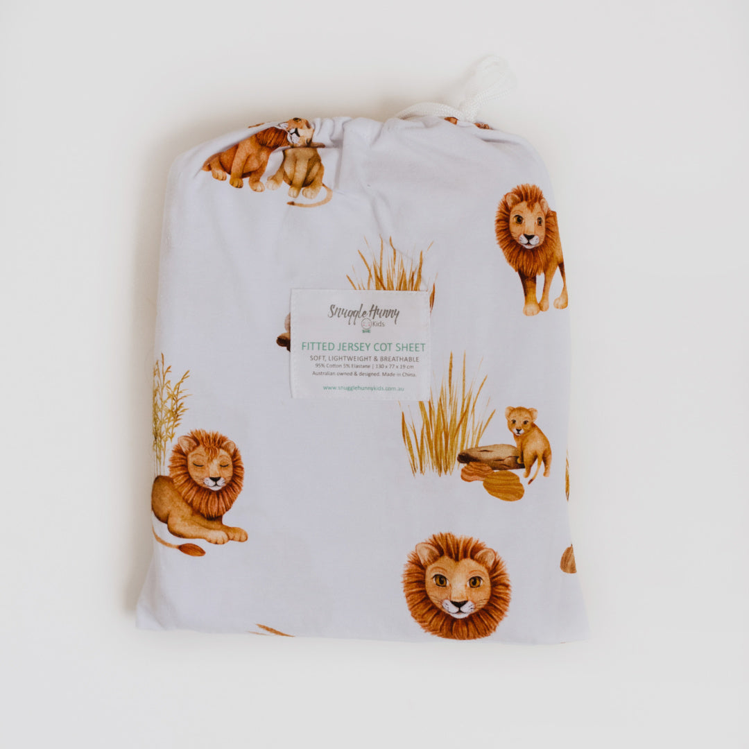SNUGGLE HUNNY ORGANIC FITTED COT SHEET - LION