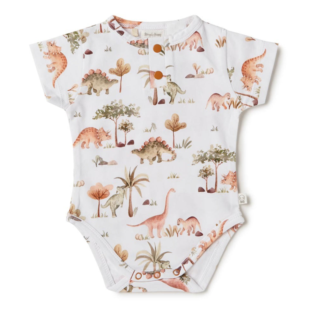 SNUGGLE HUNNY ORGANIC SHORT SLEEVE BODYSUIT - DINO