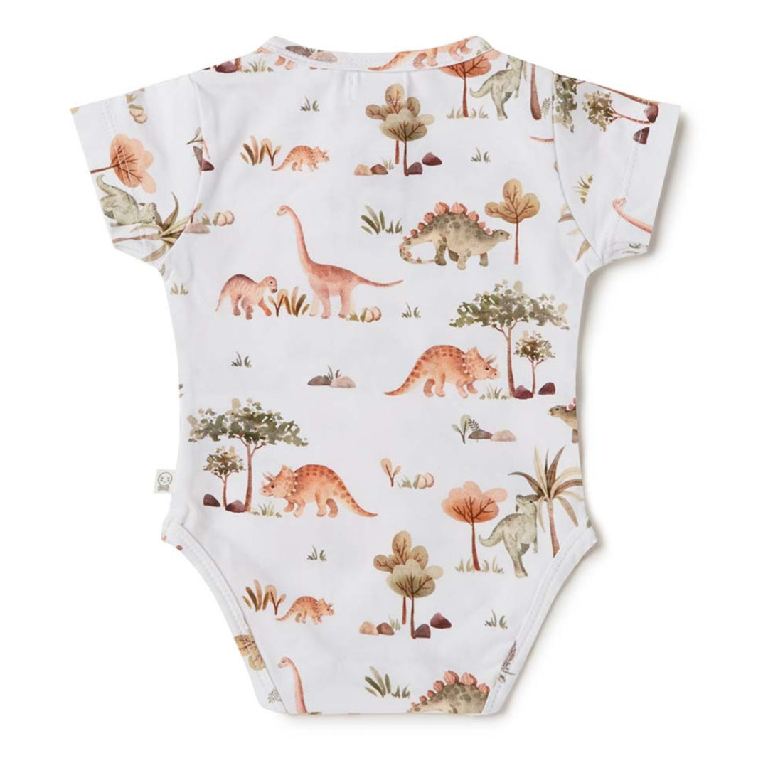 SNUGGLE HUNNY ORGANIC SHORT SLEEVE BODYSUIT - DINO