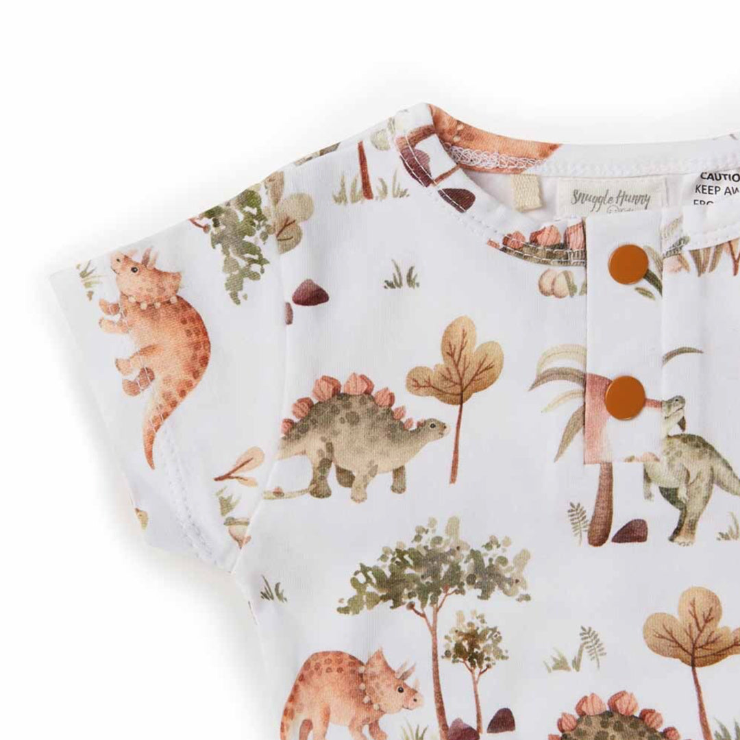 SNUGGLE HUNNY ORGANIC SHORT SLEEVE BODYSUIT - DINO