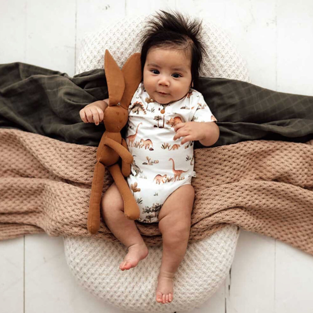 SNUGGLE HUNNY ORGANIC SHORT SLEEVE BODYSUIT - DINO