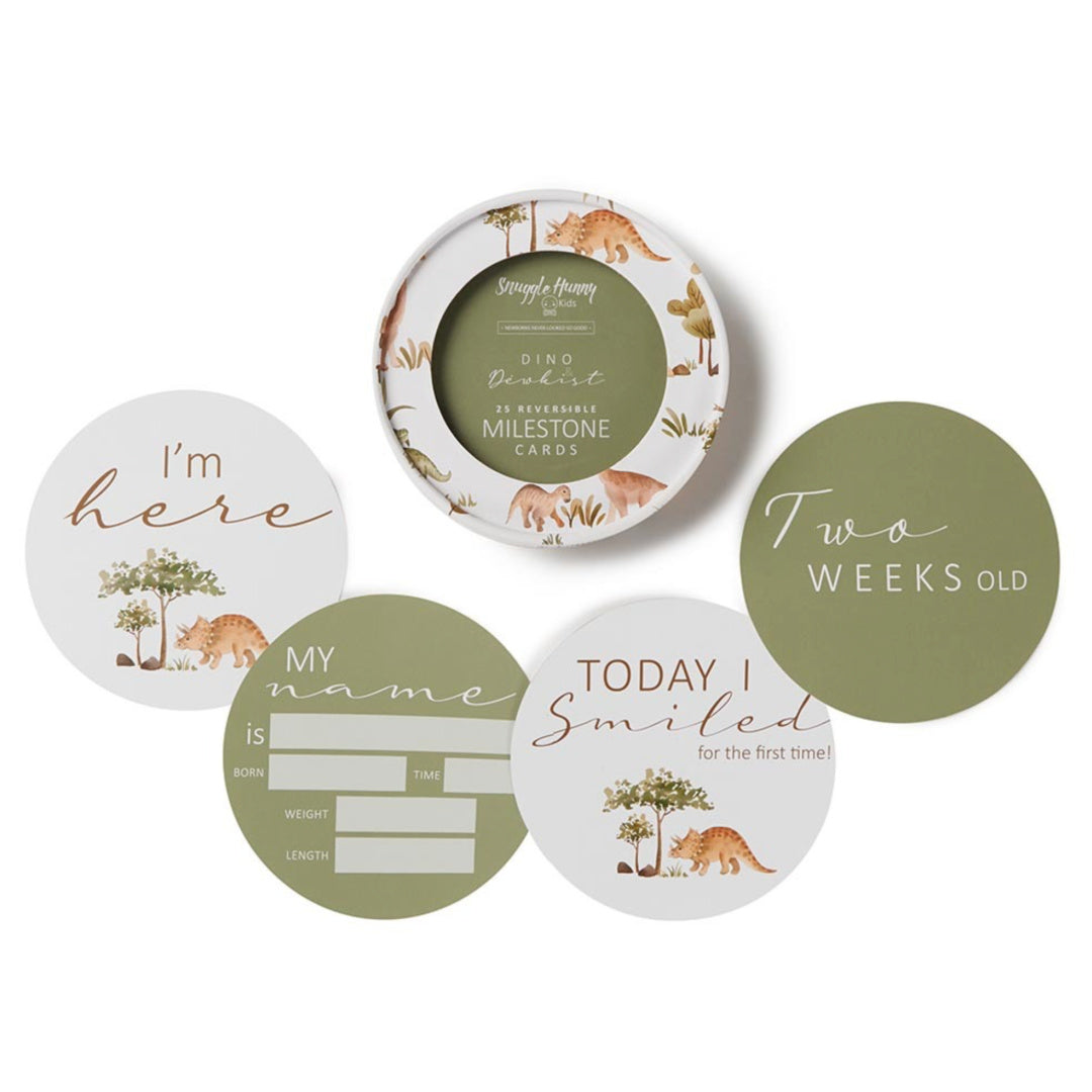 SNUGGLE HUNNY REVERSIBLE MILESTONE CARDS - DINO & DEWKIST