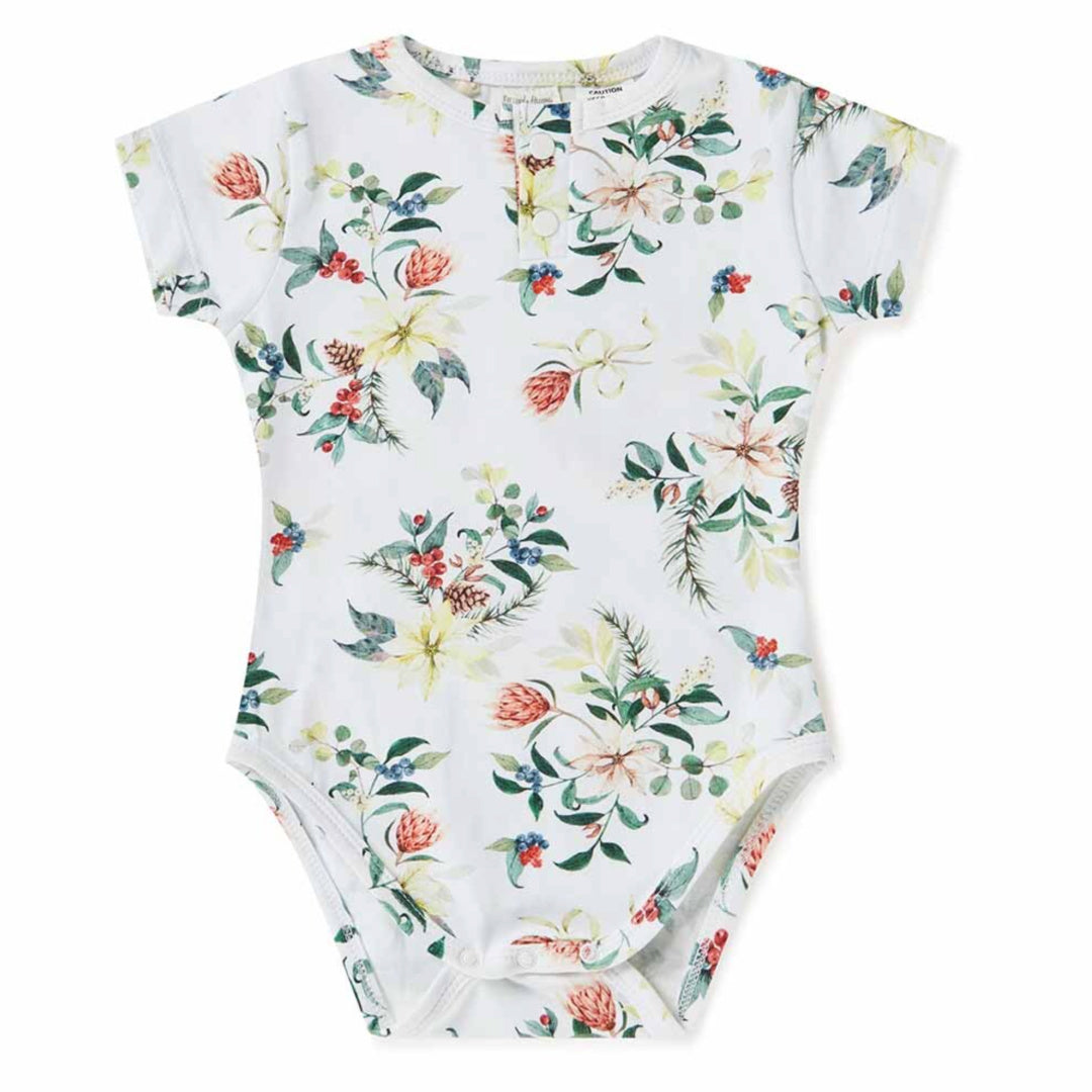 SNUGGLE HUNNY ORGANIC SHORT SLEEVE BODYSUIT - FESTIVE BERRY (LIMITED EDITION)