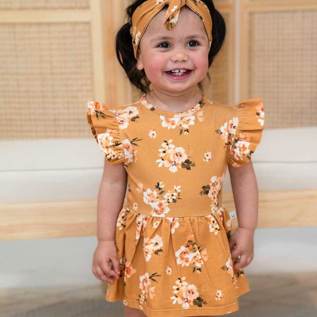 SNUGGLE HUNNY ORGANIC DRESS - GOLDEN FLOWER
