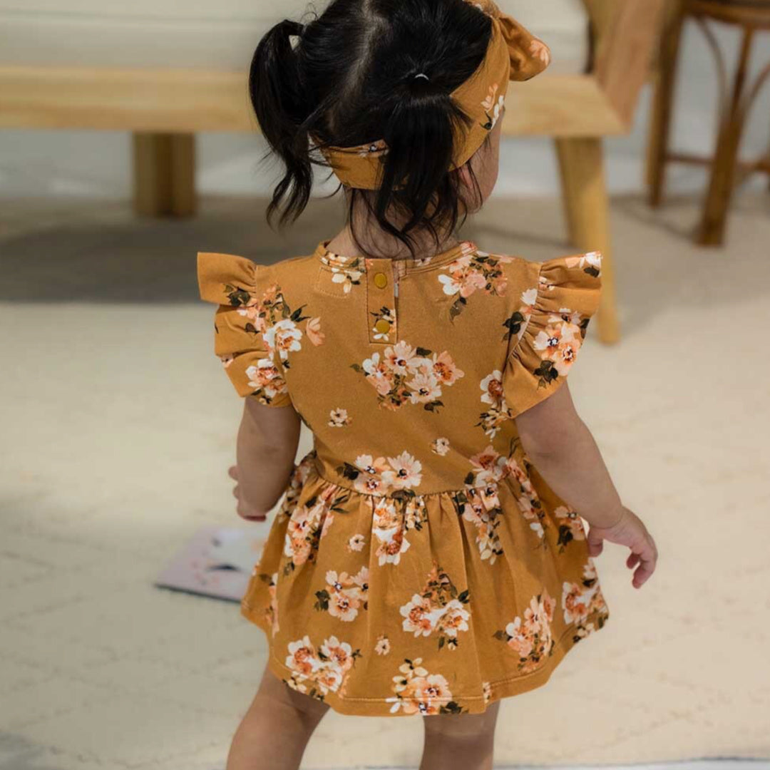SNUGGLE HUNNY ORGANIC DRESS - GOLDEN FLOWER