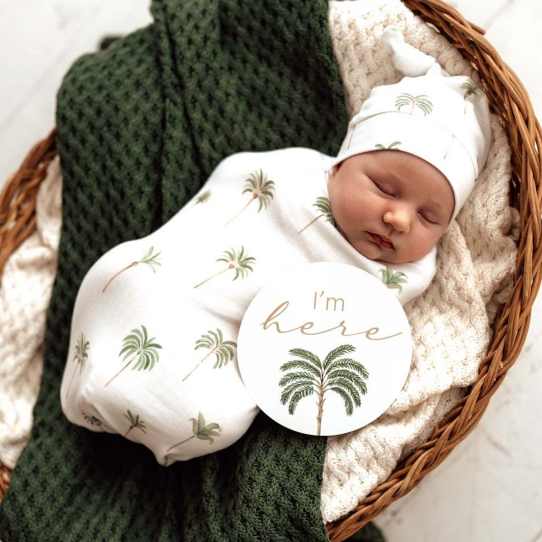 SNUGGLE HUNNY REVERSIBLE MILESTONE CARDS - GREEN PALM &amp; SAND