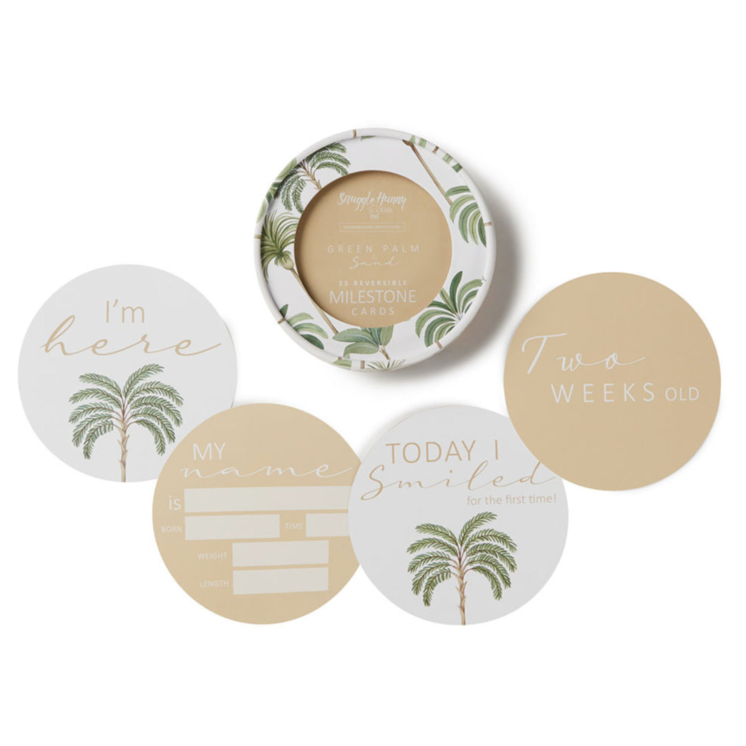 SNUGGLE HUNNY REVERSIBLE MILESTONE CARDS - GREEN PALM &amp; SAND