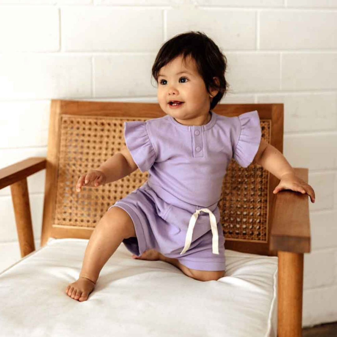 SNUGGLE HUNNY ORGANIC BABY SHORTS - JACARANDA