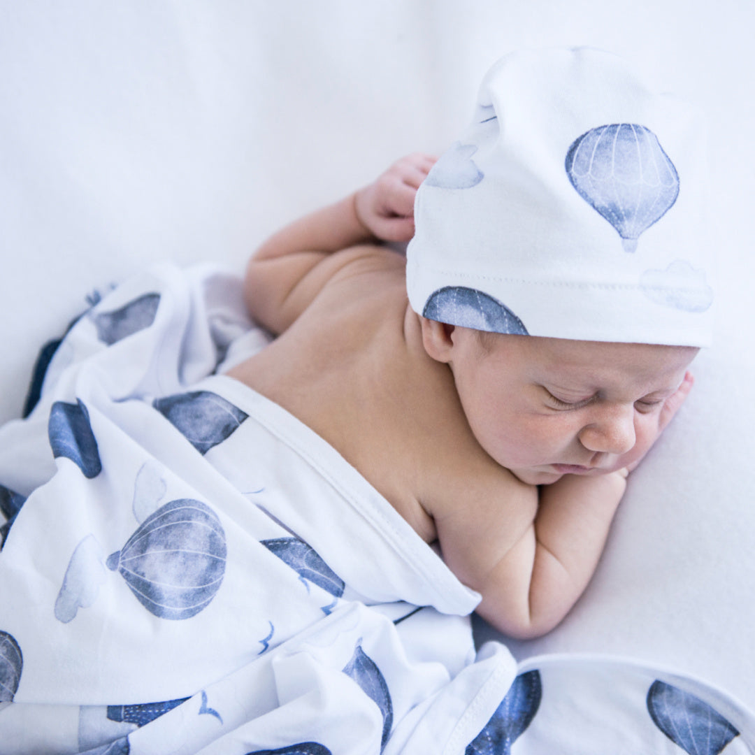 SNUGGLE HUNNY ORGANIC JERSEY WRAP AND BEANIE SET - CLOUD CHASER