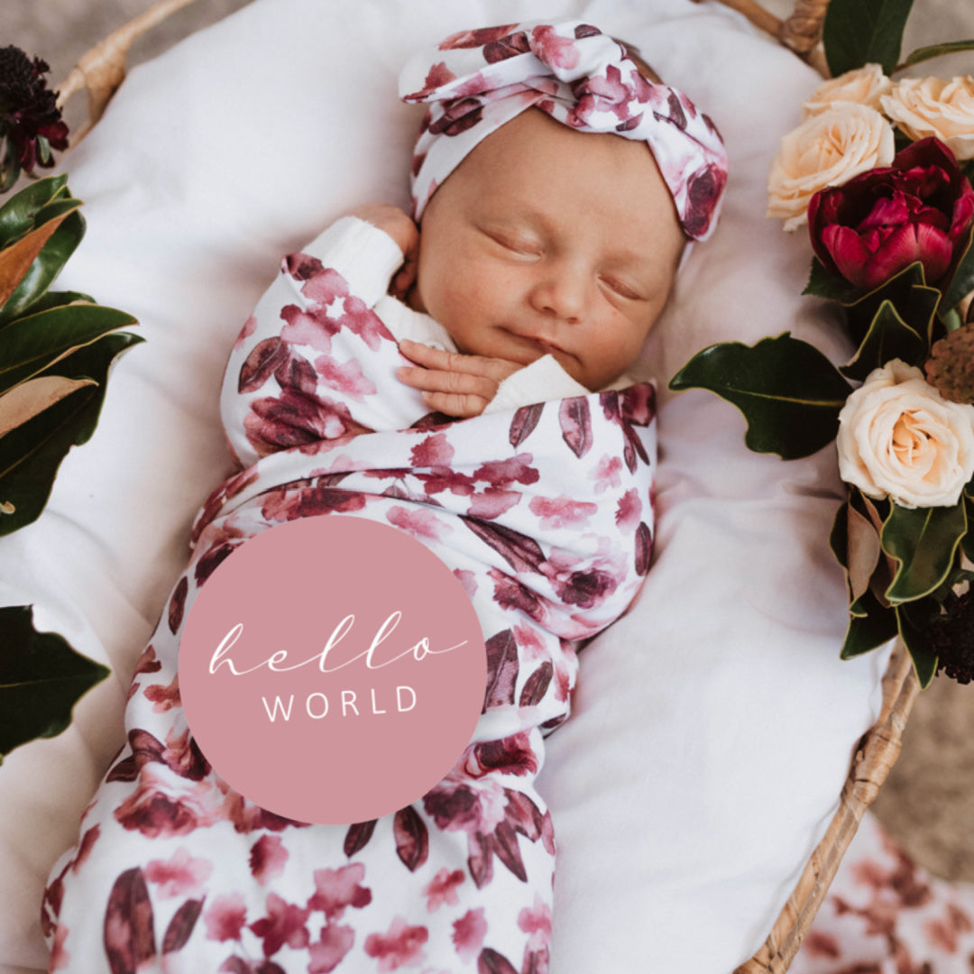 SNUGGLE HUNNY ORGANIC JERSEY WRAP AND TOPKNOT SET - FLEUR