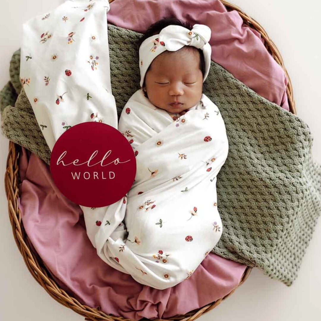 SNUGGLE HUNNY ORGANIC JERSEY WRAP AND TOPKNOT SET - LADYBUG