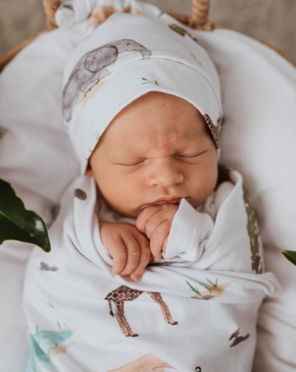 SNUGGLE HUNNY ORGANIC JERSEY WRAP AND BEANIE SET - SAFARI