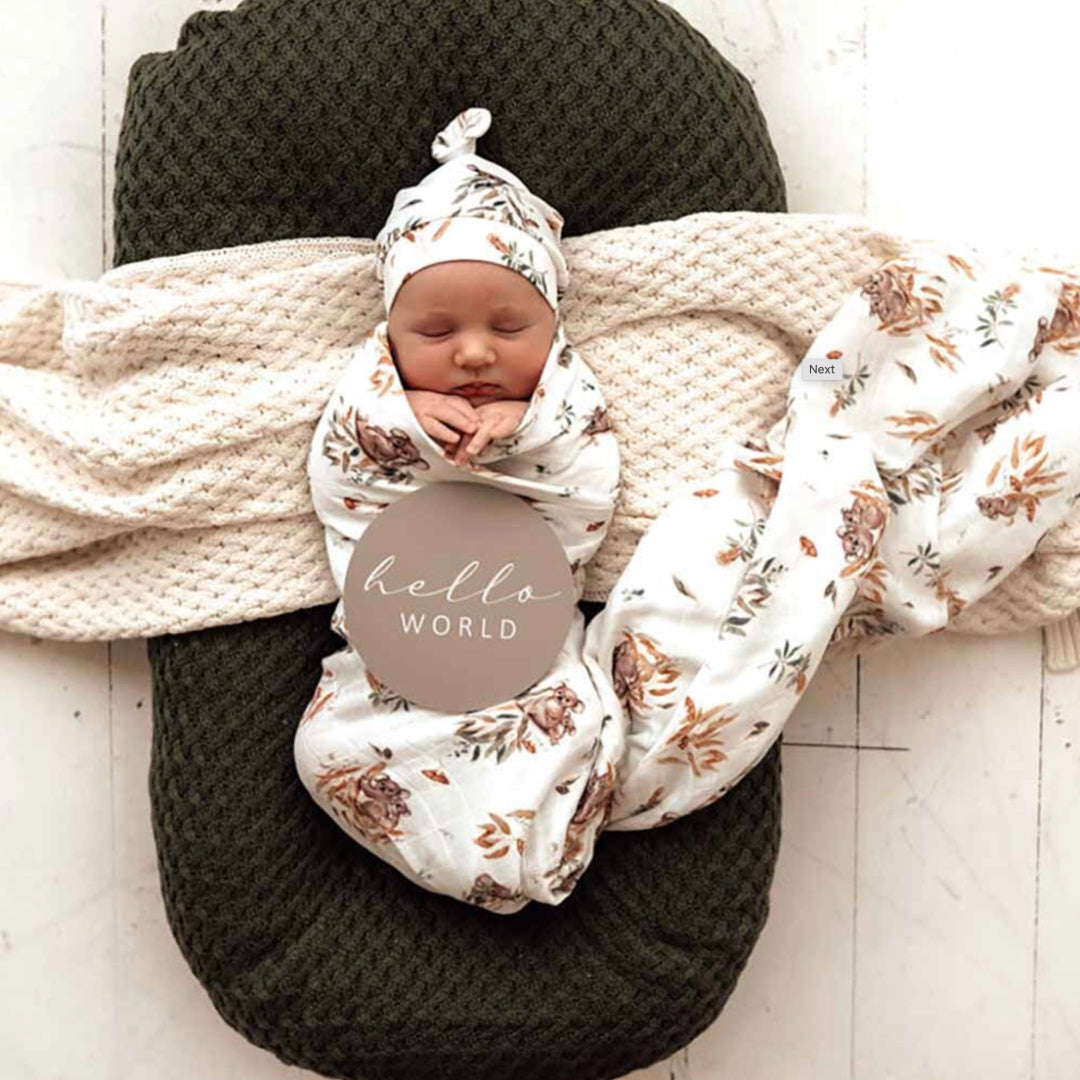 SNUGGLE HUNNY REVERSIBLE MILESTONE CARDS - KOALA &amp; GUMNUT GREY