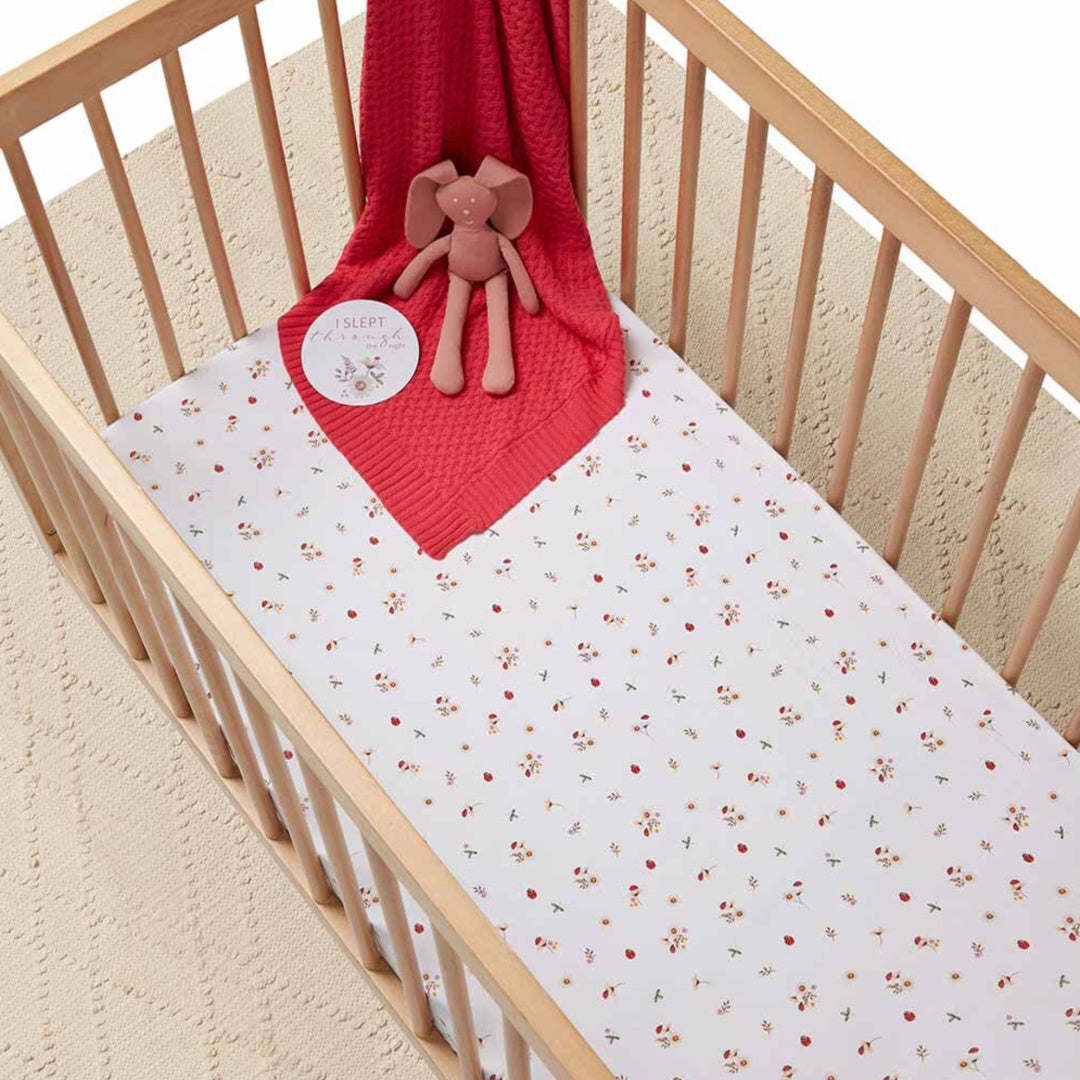 SNUGGLE HUNNY ORGANIC FITTED COT SHEET - LADYBUG
