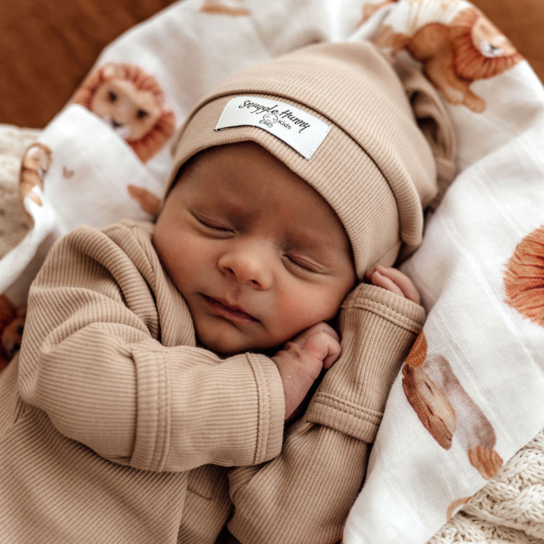 SNUGGLE HUNNY ORGANIC LONG SLEEVE BODYSUIT - PEBBLE