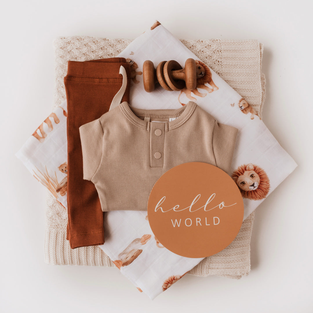 SNUGGLE HUNNY ORGANIC LONG SLEEVE BODYSUIT - PEBBLE