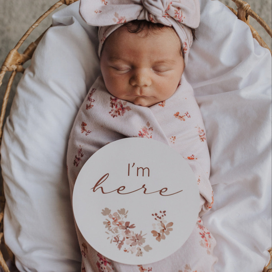 SNUGGLE HUNNY REVERSIBLE MILESTONE CARDS - ESTHER &amp; VINTAGE ROSE