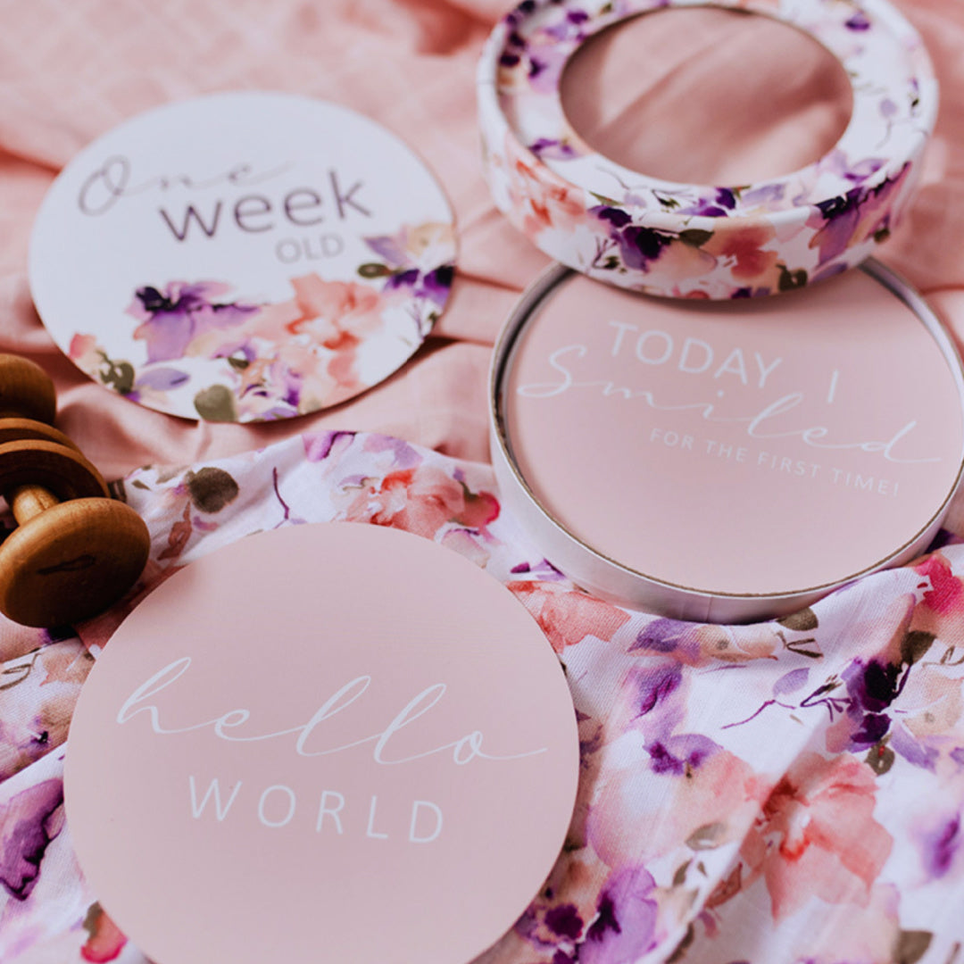 SNUGGLE HUNNY REVERSIBLE MILESTONE CARDS - BLUSHING BEAUTY &amp; MUSK PINK