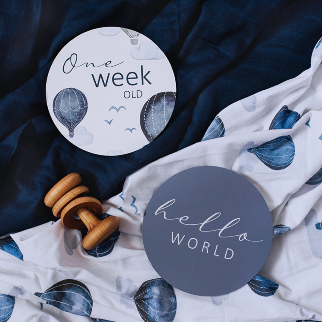 SNUGGLE HUNNY REVERSIBLE MILESTONE CARDS - CLOUD CHASER &amp; INDIGO