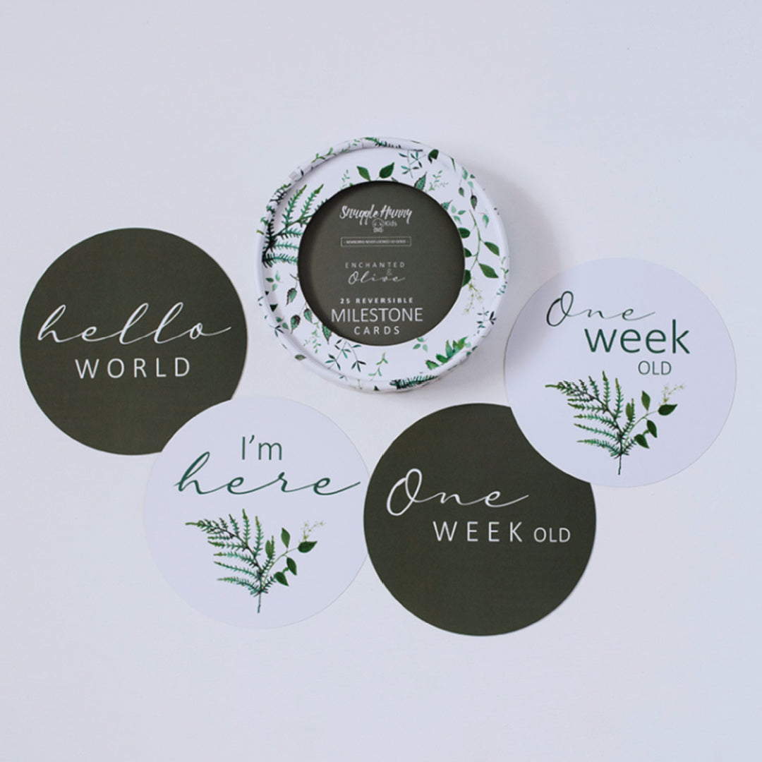 SNUGGLE HUNNY REVERSIBLE MILESTONE CARDS - ENCHANTED &amp; OLIVE